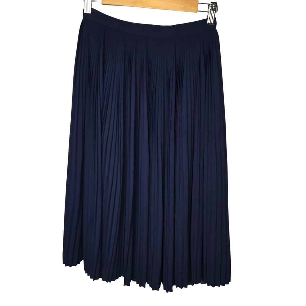 J. Crew Navy Blue Pleated Midi Skirt Size 00